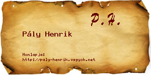 Pály Henrik névjegykártya